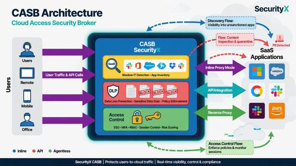 cloud security SecurityX CASB architecture diagram