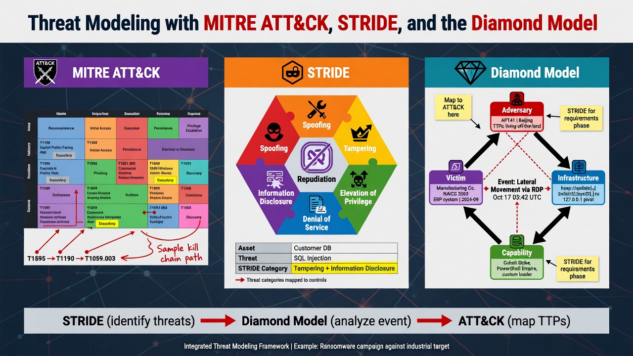 Threat Modeling with MITRE ATT&CK, STRIDE, and the Diamond Model: A CAS-005 Study Guide