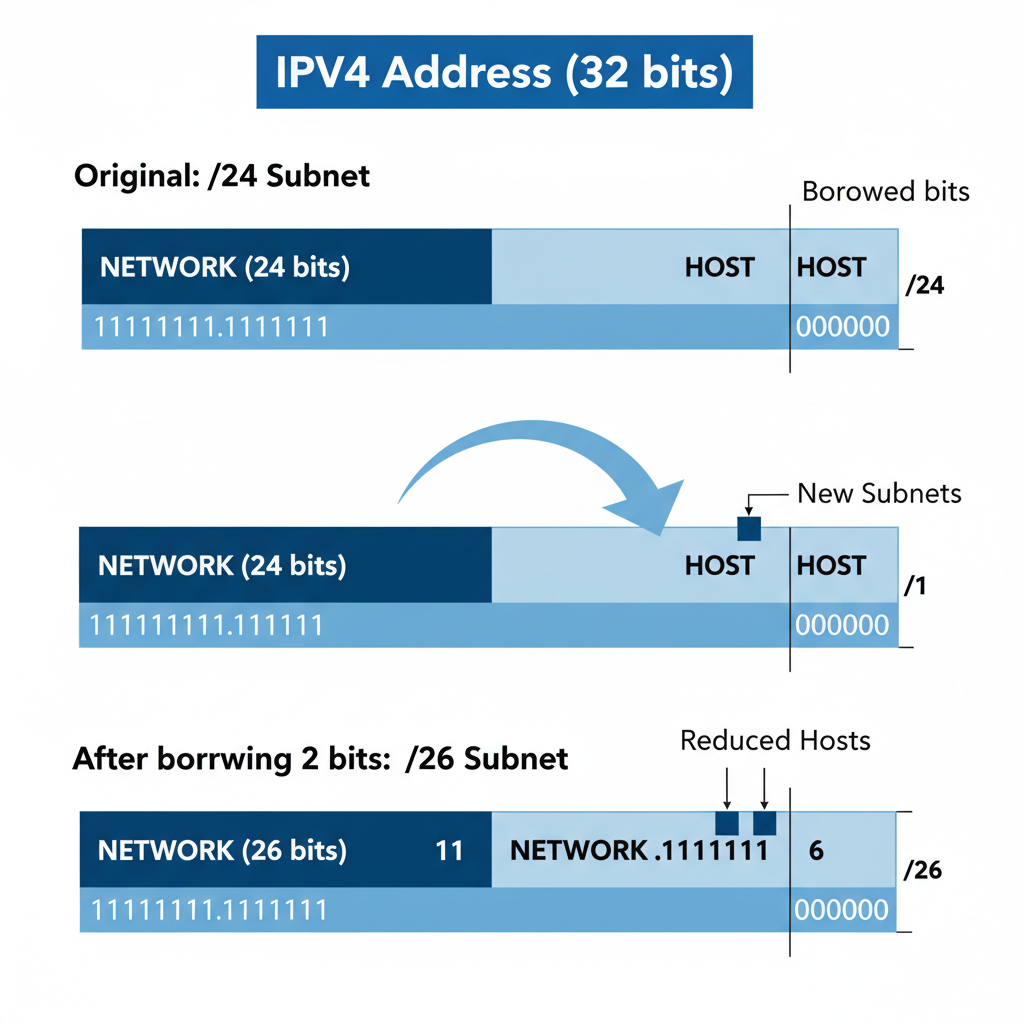 IPv4 Subnetting Bit Borrowing Diagram