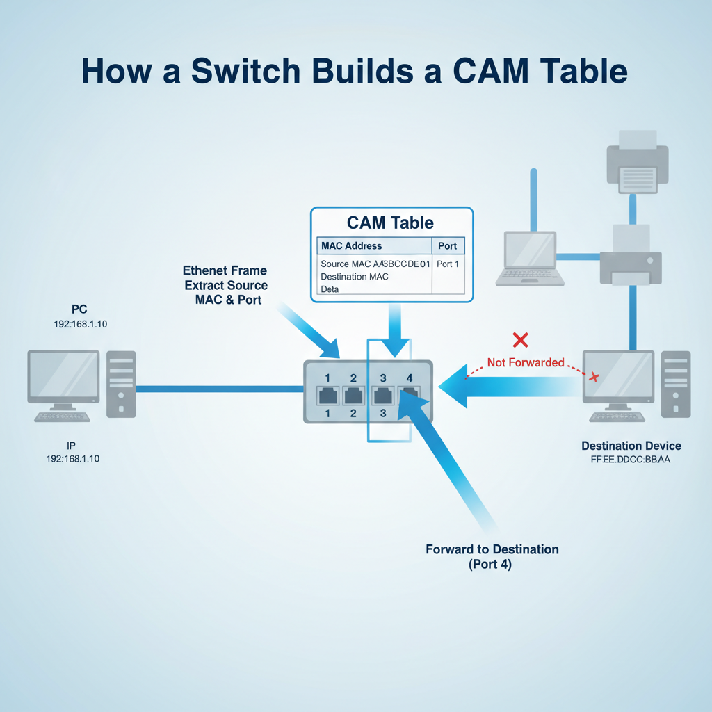 How a Switch Builds a CAM Table
