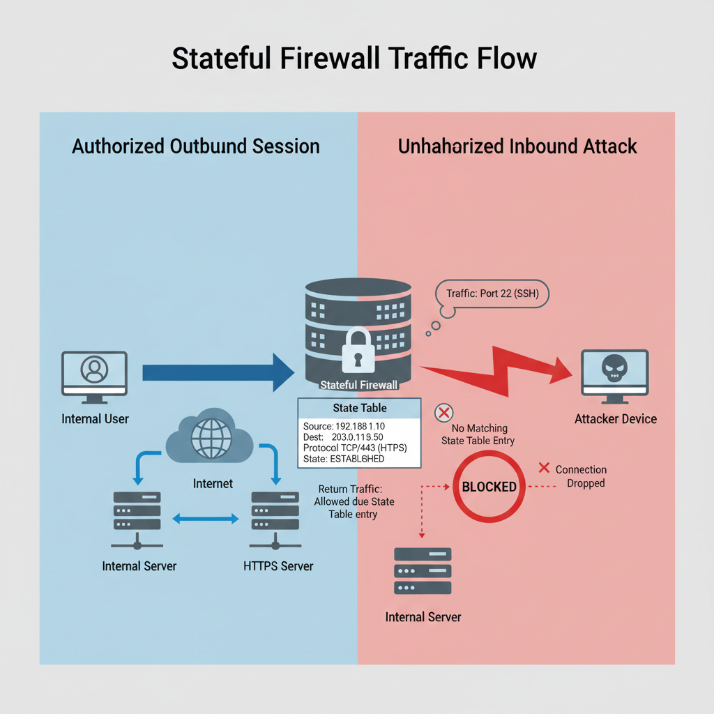Stateful Firewall Traffic Flow